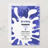 Verf druppels Het is een feestje Blauwe Kunst Verj Kaart (Voorkant)