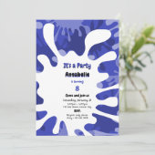 Verf druppels Het is een feestje Blauwe Kunst Verj Kaart (Staand voorkant)