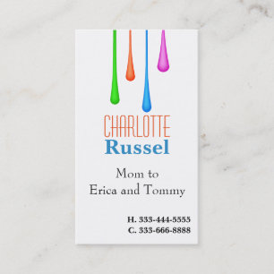 Verf druppelt mama visitekaartje contactkaartje