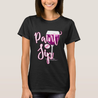 Verf en drink wijn en canvas feestshirt t-shirt