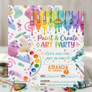 Verf en Maak Kunst Feest Waterverf Verjaardag Kaart