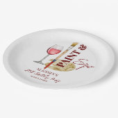 Verf en nip wijn en kunst thema party sjabloon papieren bordje (Gekanteld)