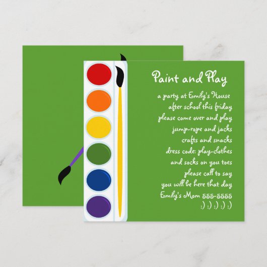 Verf en penselen kaart (Voorkant / Achterkant)