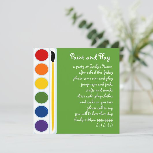 Verf en penselen kaart (Staand voorkant)