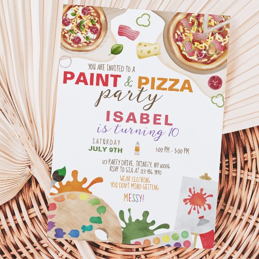 Verf en Pizza Verjaardagsfeestje Kaart