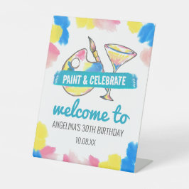 Verf en Sip Art Verjaardagsfeestje Welkomstbord Reclamebord Met Voetstuk