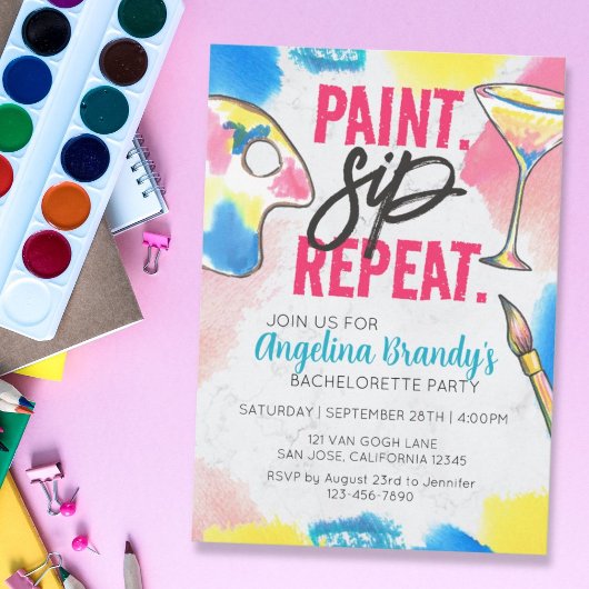 Verf en Sip Bachelorette Wijnfeestje Marmer Kaart