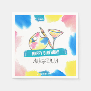 Verf- en Sip Birthday Painting and Wine Party Servet