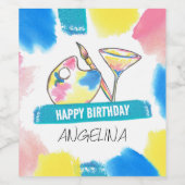 Verf- en Sip Birthday Party schilderen Wijn Etiket (Enkel label)