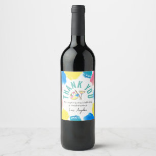 Verf en Sip Birthday Wine Party Favor Dank u Wijn Etiket
