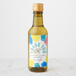 Verf en Sip Birthday Wine Party Favor Dank u Wijn Etiket