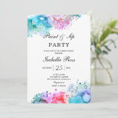 Verf en Sip Bridal Shower Invitation Kaart (Staand voorkant)
