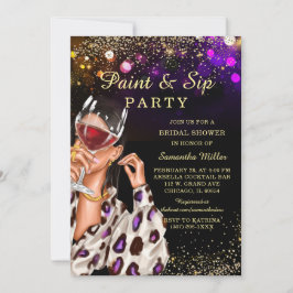 Verf en Sip Bridal Shower Invitation Kaart