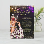 Verf en Sip Bridal Shower Invitation Kaart (Staand voorkant)