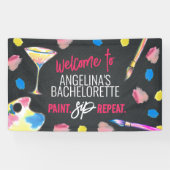 Verf en Sip Chalkboard Bachelorette Party Banner (Horizontaal)