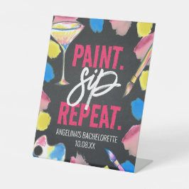 Verf en Sip Chalkboard Bachelorette Party Sign Reclamebord Met Voetstuk