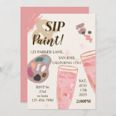 Verf en sip uitnodiging wijnproeverij (Voorkant / Achterkant)
