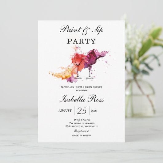 Verf en Sla Bridal Shower Uitnodiging (Staand voorkant)