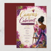Verf en Sla uitnodiging Canva & Cabernet (Voorkant / Achterkant)
