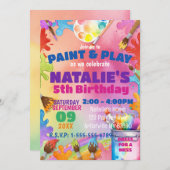 Verf en Speel Kinderfeestje Kunst Verjaardagsuitno Kaart (Voorkant / Achterkant)