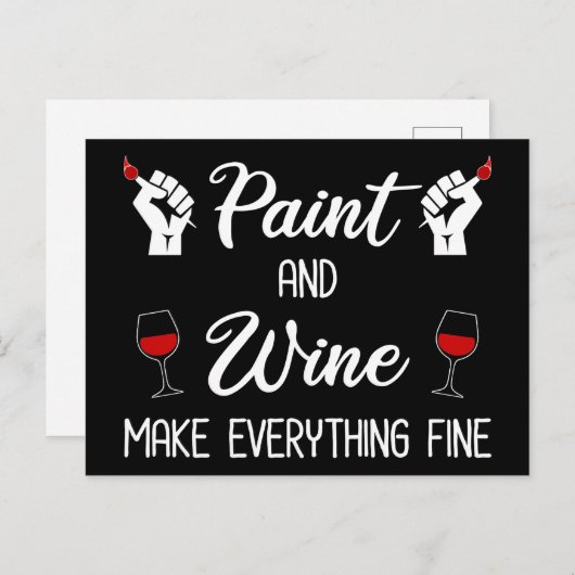 Verf en wijn maken alles goed briefkaart (Voorkant / Achterkant)