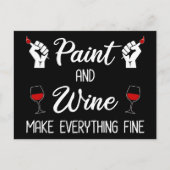 Verf en wijn maken alles goed briefkaart (Voorkant)