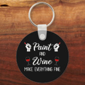 Verf en wijn maken alles goed sleutelhanger (Voorkant)