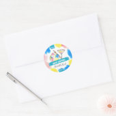 Verf- en zgn. 'Birthday Painting & Wine Party' Ronde Sticker (Envelop)