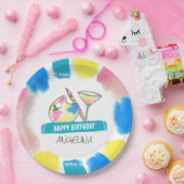 Verf- en zgn. paalwijn, geboortedag papieren bordje (Feest)