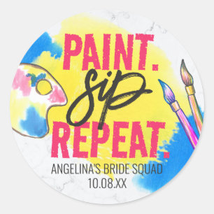 Verf Feest Bruids Troep Hen Party Ronde Sticker