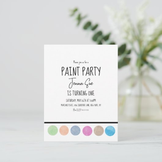 Verf Feest Waterverf Palet Kunst Verjaardag Briefkaart (Staand voorkant)