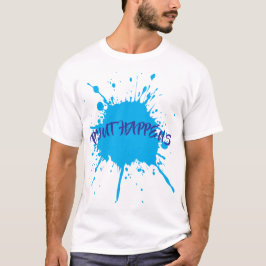 Verf gebeurt vet blauwe verf spetter t-shirt