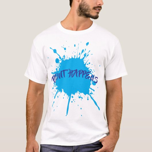 Verf gebeurt vet blauwe verf spetter t-shirt (Voorkant)