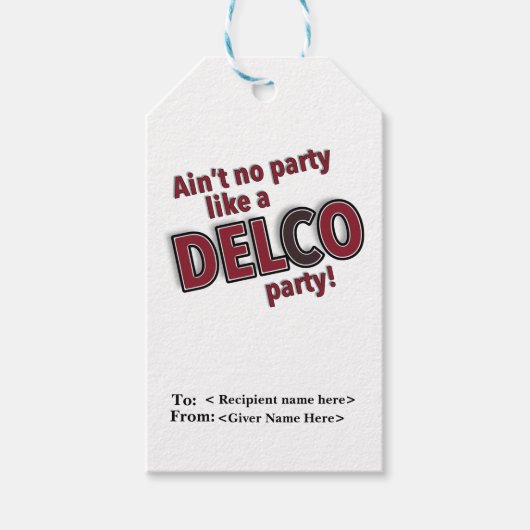 Verf geen partij als een Delco Party Cadeaulabel (Voorkant)