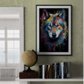 Verf gespetterde wolf | AI Poster