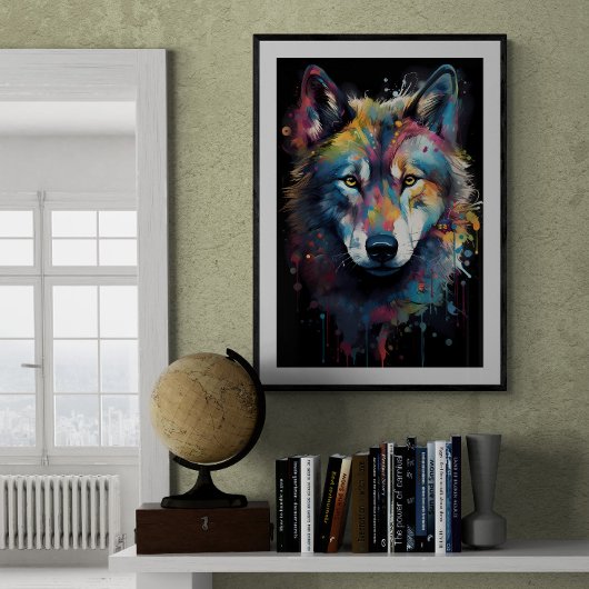 Verf gespetterde wolf | AI Poster