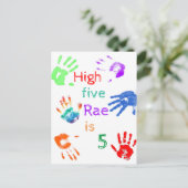 Verf handafdrukken verjaardag met gepersonaliseerd briefkaart (Staand voorkant)