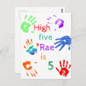 Verf handafdrukken verjaardag met gepersonaliseerd briefkaart (Voorkant / Achterkant)