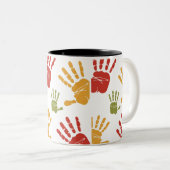 Verf handpalmen tweekleurige koffiemok (Voorkant rechts)