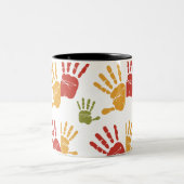 Verf handpalmen tweekleurige koffiemok (Center)