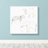 Verf het Elephant Zebra Camel Wrapped Canvas (Insitu (Houten vloer))