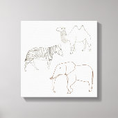 Verf het Elephant Zebra Camel Wrapped Canvas (Voorkant)