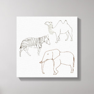 Verf het Elephant Zebra Camel Wrapped Canvas