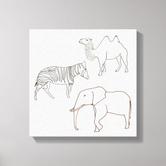 Verf het Elephant Zebra Camel Wrapped Canvas (Voorkant)