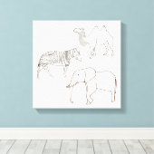Verf het Elephant Zebra Camel Wrapped Canvas Afdruk (Insitu (Houten vloer))