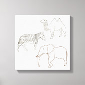 Verf het Elephant Zebra Camel Wrapped Canvas Afdruk (Voorkant)