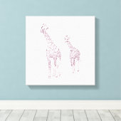 Verf het Moeder en kind giraffen overzicht tekenin Canvas Afdruk (Insitu (Houten vloer))