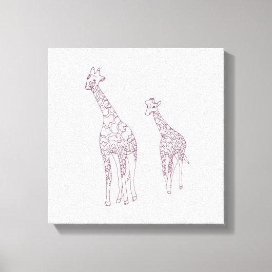 Verf het Moeder en kind giraffen overzicht tekenin Canvas Afdruk (Voorkant)