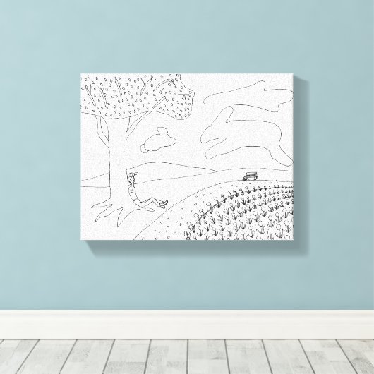 Verf het Wolk die in Park Tekenen op Canvas (Insitu (Houten vloer))