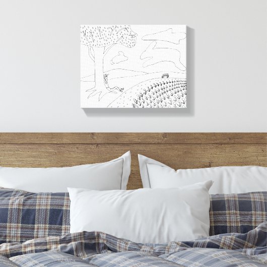 Verf het Wolk die in Park Tekenen op Canvas (Insitu (Slaapkamer))